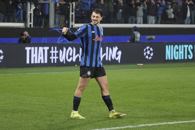 Lazar Samardzic of Atalanta BC celebrates after scoring during Atalanta BC vs Borussia Dortmund FC, Chanpions League 2025-26 KO play-offs second leg, game at New Balance arena in Bergamo (BG), Italy, on February 25, 2026.  Copyright: xDavidexCasentini IPAxSportx xipa-agency.netx xx IPA_72029265 IPA_Agency_IPA72029265