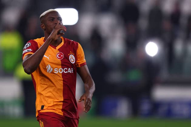 Juventus v Galatasaray A.S. - UEFA Champions League 2025 26 League Play-off second leg Victor Osimhen of Galatasaray SK celebrates at the end of the UEFA Champions League 2025 26 League Knockout Play-off Second Leg match between Juventus Fc and Galatasaray A.S. at Allianz Stadium on February 25, 2026 in Turin, Italy . Torino Allianz Stadium Italy Copyright: xMarcoxCanonierox