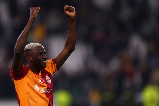 Juventus v Galatasaray A.S. - UEFA Champions League 2025 26 League Play-off second leg Victor Osimhen of Galatasaray SK celebrates at the end of the UEFA Champions League 2025 26 League Knockout Play-off Second Leg match between Juventus Fc and Galatasaray A.S. at Allianz Stadium on February 25, 2026 in Turin, Italy . Torino Allianz Stadium Italy Copyright: xMarcoxCanonierox