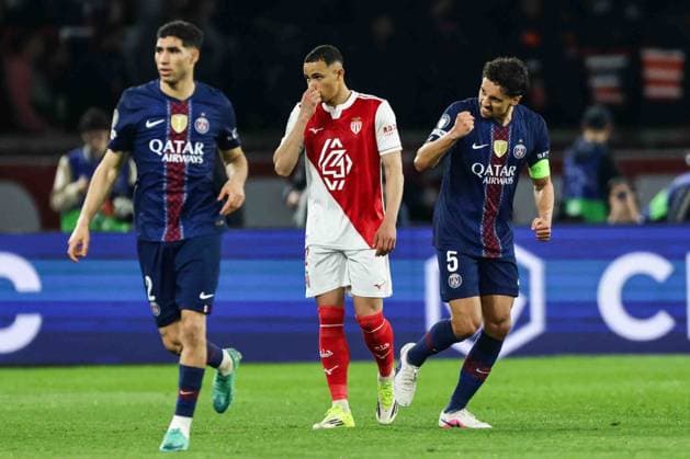 Paris Saint-Germain v AS Monaco - UCL PARIS, FRANCE - FEBRUARY 25: Marquinhos of Paris Saint-Germain is celebrating after scoring a goal during the UEFA Champions League play-off second leg football match between Paris Saint-Germain (PSG) and AS Monaco at the Parc des Princes stadium in Paris. Ibrahim Ezzat Anadolu Paris France. Editorial use only. Please get in touch for any other usage.  Copyright: x2026xAnadoluxÄ°brahimxEzzatx