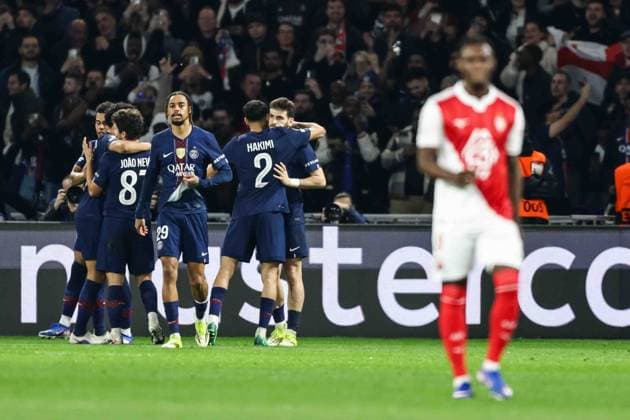 Paris Saint-Germain v AS Monaco - UCL PARIS, FRANCE - FEBRUARY 25: Khvicha Kvaratskhelia of Paris Saint-Germain is celebrating after scoring a goal during the UEFA Champions League play-off second leg football match between Paris Saint-Germain (PSG) and AS Monaco at the Parc des Princes stadium in Paris. Ibrahim Ezzat Anadolu Paris France. Editorial use only. Please get in touch for any other usage.  Copyright: x2026xAnadoluxÄ°brahimxEzzatx