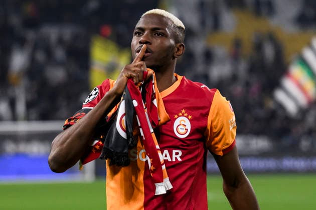 Juventus FC v Galatasaray SK - UEFA Champions League Victor Osimhen of Galatasaray SK celebrates the victory at the end of the UEFA Champions League 2025 26 knockout phase play-off second leg football match between Juventus FC and Galatasaray SK. Turin Italy Copyright: xNicolòxCampox