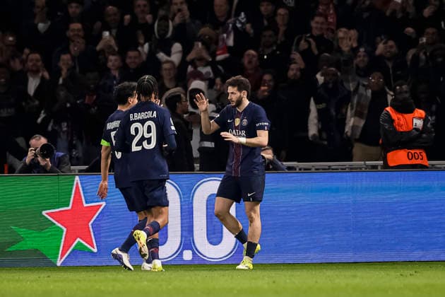 Paris, France - February 25: Khvicha Kvaratskhelia of Paris Saint Germain celebrating his goal with his teammates during the UEFA Champions League 2025 26 League Knockout Play-off Second Leg match between Paris Saint-Germain and AS Monaco at Parc des Princes on February 25, 2026 in Paris, France. (Photo by Antonio Borga Eurasia Images) Paris Parc des Princes France