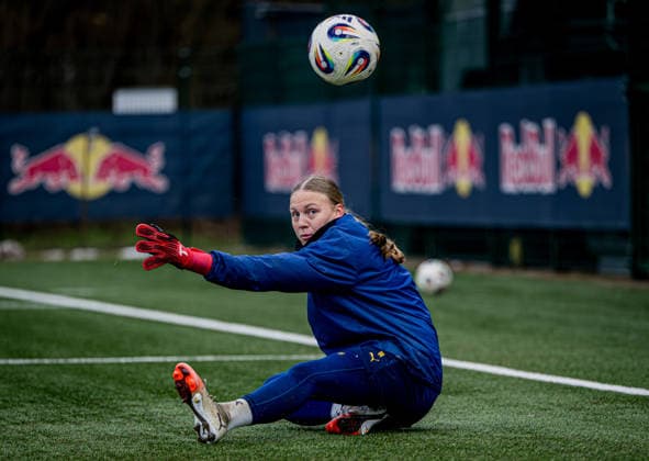 Leipzigs Mirja Kropp beim Training. Training RB Leipzig Frauen am 18. Februar 2026. Red Bull Akademie, Leipzig. Training RB Leipzig Frauen