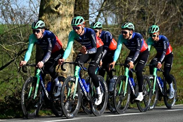 Omloop Het Nieuwsblad 2026 Cycling Race Media Activities 26 02 2026 NINOVE, BELGIUM - FEBRUARY 26 : Naesen Oliver (BEL) of Decathlon CMA CGM Team with teammates during a training and reconnaissance session prior to the 81th edition of Omloop Het Nieuwsblad an UCI World Tour 1.UWT one day cycling road race for Men Elite of km with start in Ghent and finish in Ninove on February 26, 2026 in Ninove, Belgium, 26 02 2026 ( Motordriver Guy De Vuyst - Ninove Belgium  Copyright: xTomasxSiskx