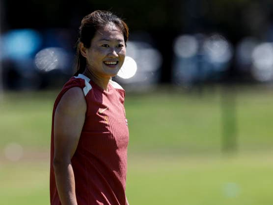 (260226) -- NEWCASTLE, Feb. 26, 2026 -- Wu Haiyan of China attends a training session for the upcoming AFC Women s Asian Cup, in Newcastle, Australia, Feb. 26, 2026. (Photo by Xinhua) (SP) AUSTRALIA-NEWCASTLE-WOMEN S ASIAN CUP-CHINA-TRAINING WangxShuang 