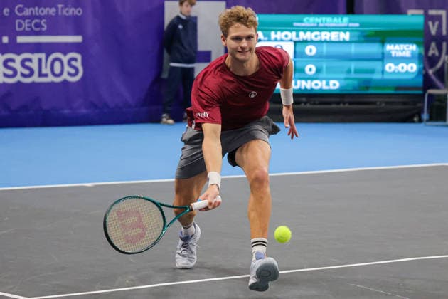 August HOLMGREN (DEN) during Challenger Citta di Lugano, International Tennis match in Lugano, Switzerland, February 26 2026  Copyright: xRobertaxCorradin IPAxSportx xipa-agency.netx xx IPA_72049014 IPA_Agency_IPA72049014