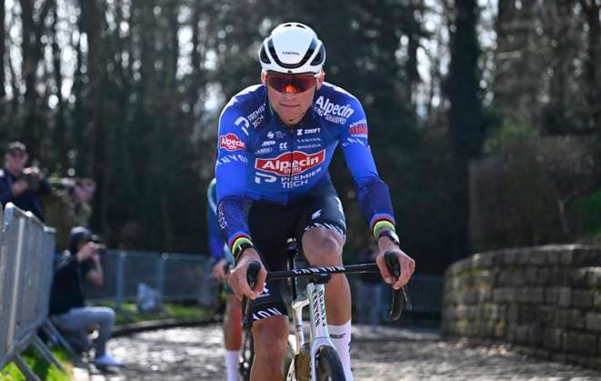 Omloop Het Nieuwsblad 2026 Cycling Race Media Activities 26 02 2026 NINOVE, BELGIUM - FEBRUARY 26 : Van Der Poel Mathieu (NED) of Alpecin - Premier Tech during a training and reconnaissance session prior to the 81th edition of Omloop Het Nieuwsblad an UCI World Tour 1.UWT one day cycling road race for Men Elite of km with start in Ghent and finish in Ninove on February 26, 2026 in Ninove, Belgium, 26 02 2026 ( Motordriver Guy De Vuyst - Ninove Belgium  Copyright: xTomasxSiskx