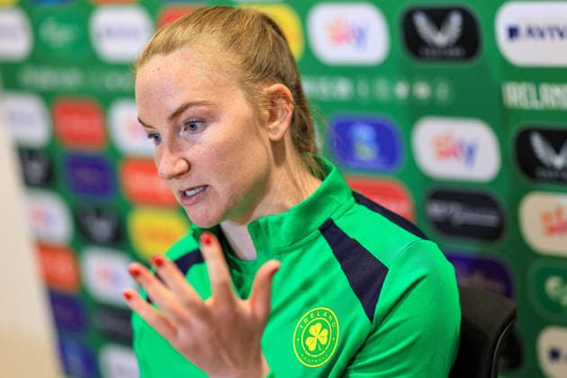 Republic of Ireland WNT press conference, PK, Pressekonferenz FAI National Training Centre, Dublin 26 2 2026 Courtney Brosnan Courtney Brosnan 26 2 2026  Copyright: x INPHO RyanxByrnex RB2_8058