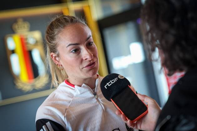 Belgium s Tessa Wullaert pictured during a press conference, PK, Pressekonferenz of Belgium s national women s soccer team the Red Flames, on Thursday 26 February 2026 in Tubize. The team is preparing for two games against Israel next week, in the qualifiers for the 2027 FIFA Women s World Cup. VIRGINIExLEFOUR  x165386659x