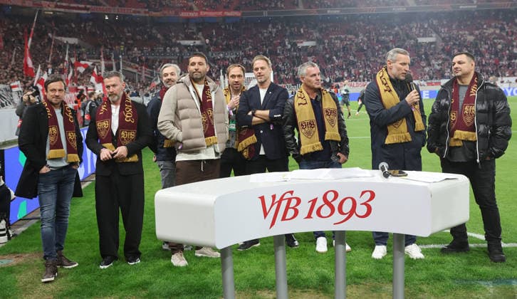 Stuttgart , Europa League VfB Stuttgart vs. Celtic Glasgow , VfB Legenden , von links: Heiko Gerber Ioannis Amanatidis Steffen Danglmayer Kevin Kuranyi Andreas Hinkel Timo Hildebrand Silvio Meissner Timo Wenzel Viorel Ganea