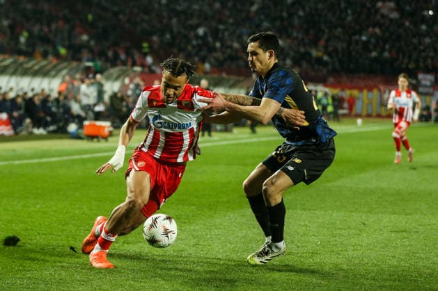 FK Crvena Zvezda v LOSC Lille - UEFA Europa League BELGRADE, SERBIA - FEBRUARY 26: Players compete during the UEFA Europa League match between Belgrade and Lille at Rajko Mitic Stadium on February 26, 2026 in Belgrade, Serbia. Filip Stevanovic Anadolu Belgrad Serbia. Editorial use only. Please get in touch for any other usage.  Copyright: x2026xAnadoluxFilipxStevanovicx