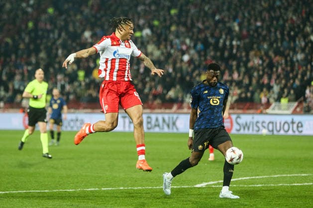 FK Crvena Zvezda v LOSC Lille - UEFA Europa League BELGRADE, SERBIA - FEBRUARY 26: Players compete during the UEFA Europa League match between Belgrade and Lille at Rajko Mitic Stadium on February 26, 2026 in Belgrade, Serbia. Filip Stevanovic Anadolu Belgrad Serbia. Editorial use only. Please get in touch for any other usage.  Copyright: x2026xAnadoluxFilipxStevanovicx