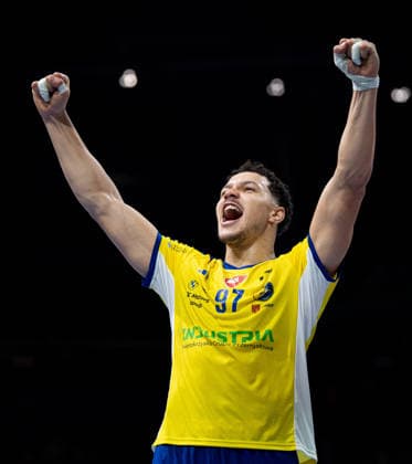 Handball, Herren, Saison 2025 2026, Champions League (Gruppe A, 12. Spieltag), Füchse Berlin - Industria Kielce, Theo Monar (Kielce), Jubel nach Abpfiff, 26.02.2026, Copyright: xSebastianxRäppold MatthiasxKochx