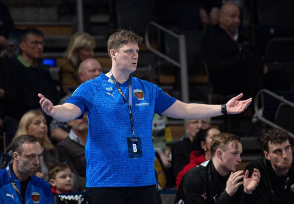 Handball, Herren, Saison 2025 2026, Champions League (Gruppe A, 12. Spieltag), Füchse Berlin - Industria Kielce, Trainer Nicolej Krickau (Füchse Berlin), 26.02.2026, Copyright: xSebastianxRäppold MatthiasxKochx