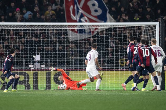 260226 Goalkeeper Åukasz Skorupski of Bologna during the UEFA Europa League football match between Bologna and Brann on February 26, 2026 in Bologna. Photo: Marius Simensen BILDBYRAN COP 238 MM0058 bbeng fotboll football soccer fotball uefa europa league brann bologna Copyright: MARIUSxSIMENSEN BB260226ZO007