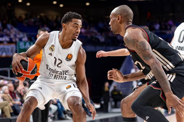 2026 Euroleague basketball Real Madrid v FC Bayern Munich February 26th; 26th February 2026; Movistar Arena; Madrid, Spain; Euroleague Basketball; Spain, Real Madrid vs FC Bayern Munich; Theo Maledon (Real Madrid) Madrid Spain Basketball Copyright: xAlbaxPachecox xAgenciaxLOFx