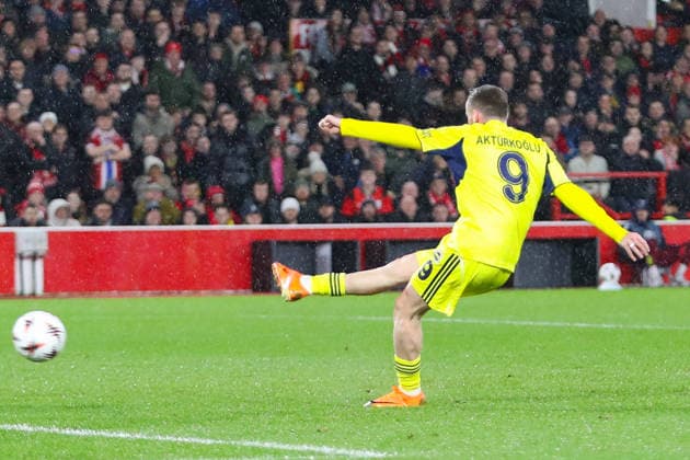 Nottingham Forest v Fenerbahce SK, UEFA Europa League Muhammed Kerem AktürkoÄülu Of Fenerbache scores a GOAL 0-1 during the Nottingham Forest v Fenerbahce SK UEFA Europa League Play-Offs 2nd Leg match at the City Ground, West Bridgford, England on 26 February 2026 Credit: Lee Keuneke Every Second Media Editorial use only. All images are copyright Every Second Media Limited. No images may be reproduced without prior permission. Copyright: xIMAGO EveryxSecondxMediax ESM-1824-0014 LeexKeunekex xEveryxSecondxMediax