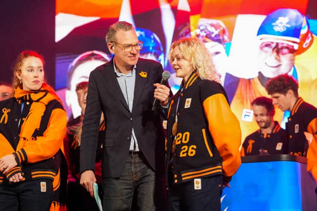 2026-02-26 - Tribute TeamNL Tribute TeamNL HEERENVEEN, NETHERLANDS - FEBRUARY 26: Antoinette Rijpma - de Jong, Jeroen Stomphorst, Xandra Velzeboer during the Tribute TeamNL Tribute TeamNL at the Oude Koenarkt on February 26, 2026 in Heerenveen, Netherlands Heerenveen Oude Koenarkt Netherlands Content not available for redistribution in The Netherlands directly or indirectly through any third parties. Copyright: xDouwexBijlsmax