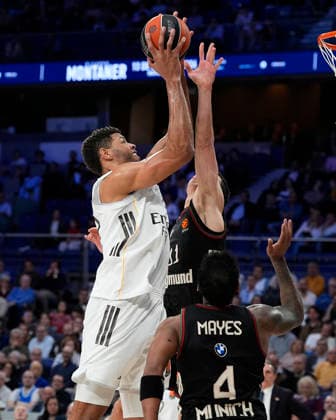 REAL MADRID v FC BAYERN MUNICH. EUROLEAGUE 2025 2026. REGULAR SEASON. ROUND 29. Real Madrid s Walter Tavares (l) and FC Bayern Munich s Vladimir Lucic during Euroleague Regular Season Round 29 match. February 26, 2026. (ALTERPHOTOS Acero) MadridSpain  Copyright: xAcerox
