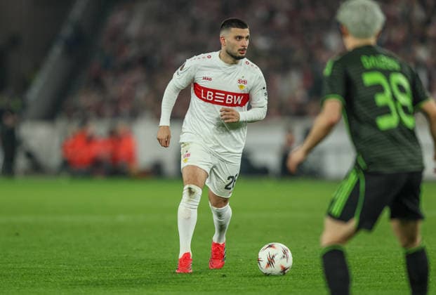 GER, Stuttgart, VfB Stuttgart vs Celtic Glasgow, Europa League, Fussball, UEFA, Spielzeit 2025 2026, MHP-Arena, Playoffs, Rückspiel im Bild: Deniz Undav (VfB Stuttgart 26) DFB DFL REGULATIONS PROHIBIT ANY USE OF PHOTOGRAPHS AS IMAGE SEQUENCES AND OR QUASI-VIDEO, 26.02.2026 Copyright: HMBxMedia HendrikxHamelau
