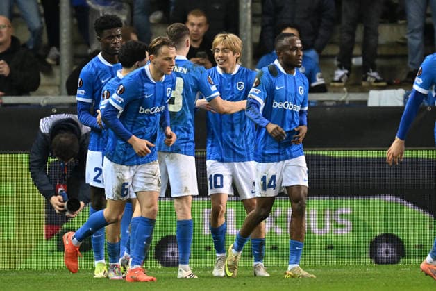 260226 KRC Genk vs Dinamo Zagreb Junya Ito (10) of Genk celebrates after scoring the 2-3 goal pictured during the second leg game in the Uefa Europa League season 2025-2026 Knock Out Phase between KRC Genk and Dinamo Zagreb from Croatia on February 27 , 2026 in Genk, Belgium. (Photo by David Catry Isosport) Genk Belgium  Copyright: xDavidxCatryx 20260227DC2_3573