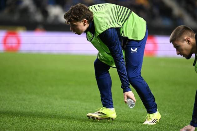 Dinamo s Noa Mikic pictured during a soccer game between Belgian team KRC Genk and Croatian GNK Dinamo Zagreb, Thursday 26 February 2026 in Genk, in the play-off for the knockout phase of the UEFA Europa League tournament. Genk won the first leg 1-3. JILLxDELSAUX  x165504158x