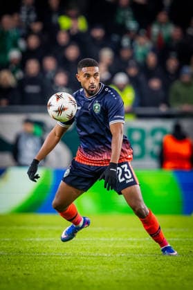 FERENCVAROS - LUDOGORETS Deroy Duarte of Ludogorets during the 2 nd leg of KO play off s of UEFA Europa league football match between Ferencvarosi TC and PFC Ludogorets Razgrad. Groupama Arena, Ferencvaros Arena, Budapest, Hungary, February 26, 2026. Photo by Branislav Racko Copyright: xx 080A7284