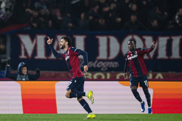 260226 Joao Mario of Bologna celebrates after scoring the 1-0 goal during the UEFA Europa League football match between Bologna and Brann on February 26, 2026 in Bologna. Photo: Marius Simensen BILDBYRAN COP 238 MM0058 bbeng bologna brann football fotball fotboll jubel soccer uefa europa league Copyright: MARIUSxSIMENSEN BB260226ZE020