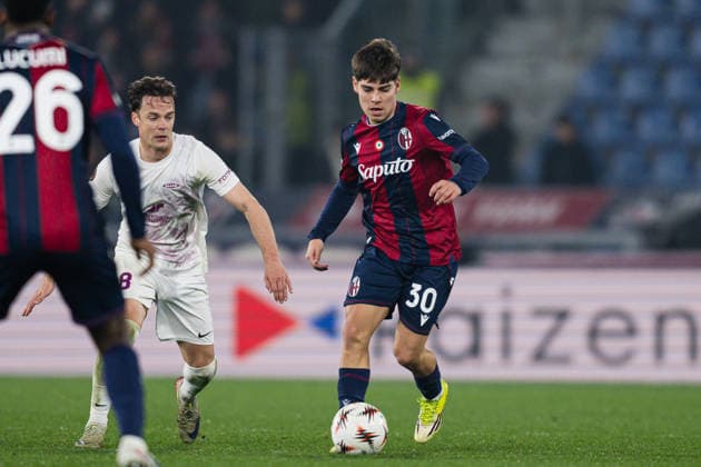 260226 Benjamin Dominguez of Bologna during the UEFA Europa League football match between Bologna and Brann on February 26, 2026 in Bologna. Photo: Marius Simensen BILDBYRAN COP 238 MM0058 bbeng bologna brann football fotball fotboll soccer uefa europa league Copyright: MARIUSxSIMENSEN BB260226ZG020