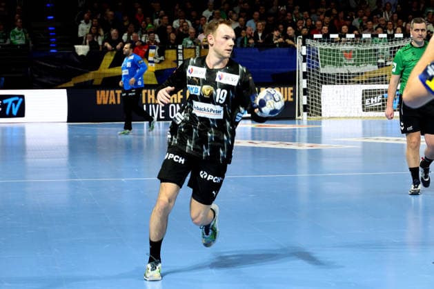 DEU, EHF Champions League, Fuechse Berlin vs.Industria Kielce, 26.02.2026, Max-Schmeling-Halle, Berlin, DEU, EHF Champions League, Fuechse Berlin vs.Industria Kielce, im Bild Mathias Gidsel (Fuechse Berlin 19)
