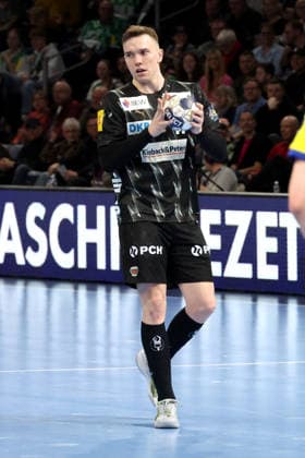 DEU, EHF Champions League, Fuechse Berlin vs.Industria Kielce, 26.02.2026, Max-Schmeling-Halle, Berlin, DEU, EHF Champions League, Fuechse Berlin vs.Industria Kielce, im Bild Lasse Andersson (Fuechse Berlin 11)