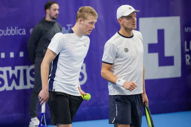 Jarno JANS (NED) and Niels VISKER (NED) during Challenger Citta di Lugano, International Tennis match in Lugano, Switzerland, February 26 2026  Copyright: xRobertaxCorradin IPAxSportx xipa-agency.netx xx IPA_72098102 IPA_Agency_IPA72098102