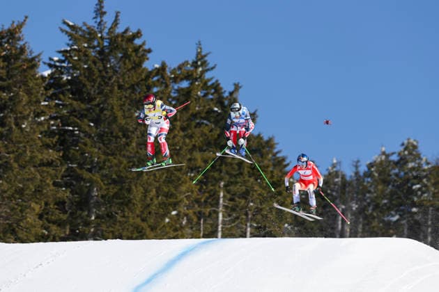Sport Bilder des Tages SKI CROSS - FIS SX WC Kopaonik KOPAONIK,SERBIA,27.FEB.26 - SKI CROSS - FIS World Cup, ladies, men. Image shows Jade Grillet Aubert (FRA), Marielle Thompson (CAN) and Fanny Smith (SUI).  GEPAxpictures xMaticxKlansek