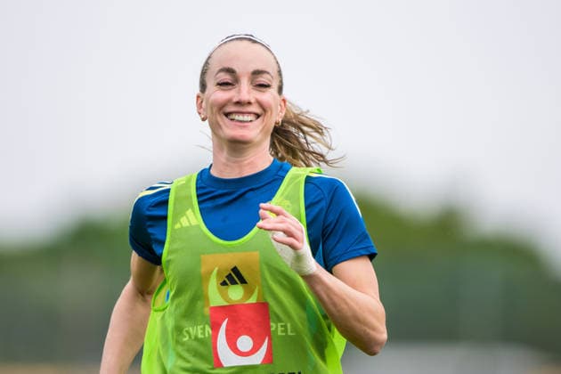 260227 Kosovare Asllani during a training session with the women s national football team of Sweden on February 27, 2026 in Albuferia. Photo: Ludvig Thunman BILDBYRAN kod LT LT0776 fotboll football soccer fotball vm-kval kval fifa womens world cup qualifier qualifier träning practice training sverige sweden dam bbeng sverige sweden Copyright: LUDVIGxTHUNMAN BB260227LT006