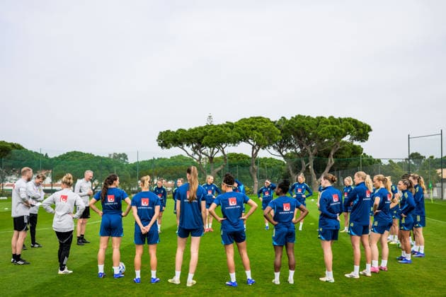 260227 Players during a training session with the women s national football team of Sweden on February 27, 2026 in Albuferia. Photo: Ludvig Thunman BILDBYRAN kod LT LT0776 fotboll football soccer fotball vm-kval kval fifa womens world cup qualifier qualifier träning practice training sverige sweden dam bbeng sverige sweden Copyright: LUDVIGxTHUNMAN BB260227LT035