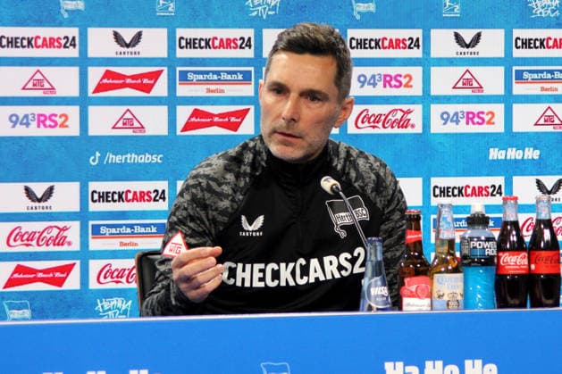 DEU, DFL, 2. FBL Hertha BSC, PK, 27.02.2026, Sportforum, Berlin, DEU, DFL, 2. FBL Hertha BSC, PK, im Bild Cheftrainer Stefan Leitl (Hertha BSC Berlin) DFL - regulations prohibit any use of Photographs as image sequences and or quasi-video