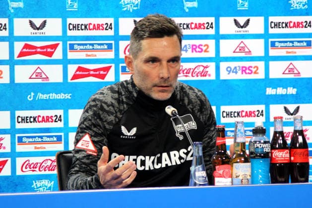 DEU, DFL, 2. FBL Hertha BSC, PK, 27.02.2026, Sportforum, Berlin, DEU, DFL, 2. FBL Hertha BSC, PK, im Bild Cheftrainer Stefan Leitl (Hertha BSC Berlin) DFL - regulations prohibit any use of Photographs as image sequences and or quasi-video