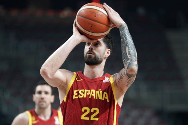 Ukraine Spain Basketball, Riga, Latvia, 27.02.2026, FIBA, basketball, Ukraine, Spain Santi Yusta of Spain in action during FIBA Basketball World Cup European qualifiers group A game between Ukraine and Spain in Riga, Latvia, 27.02.2026. Photo: Roman Koksarov (RKF) Riga Latvia Copyright: xRomanxKoksarovx RKO06041.JPG