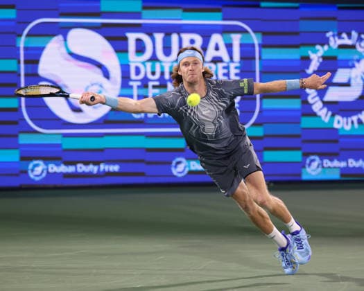 Andrey Rublev, Dubai Duty Free Tennis Championships, Dubai, U.A.E. Tennis - Dubai Tennis Championships 2026 - ATP, Tennis Herren - Dubai Duty Free Tennis Stadium - Dubai - - United Arab Emirates - 28 February 2026. Copyright: xJuergenxHasenkopfx