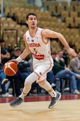BASKETBALL - FIBA WC Quali, AUT vs NED VIENNA,AUSTRIA,27.FEB.26 - BASKETBALL - FIBA Basketball World Cup 2027,Qualifiers, international match, Länderspiel, Nationalmannschaft Austria vs Netherlands. Image shows Bogic Vujosevic (AUT).  GEPAxpictures xPhilippxBrem