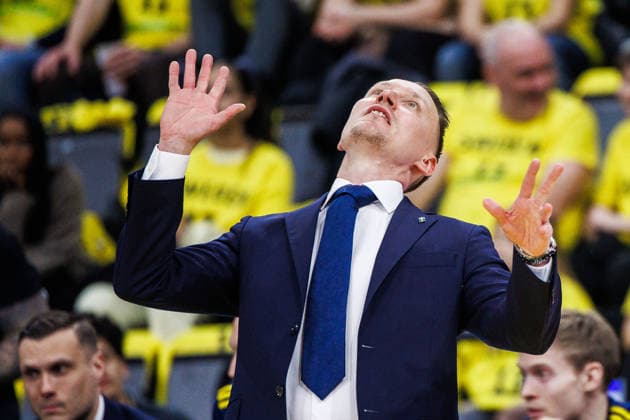 260227 Coach Mikko Riipinen of Sweden during the FIBA World Cup Qualifier game between Sweden and Estonia on February 27, 2026 in Stockholm. Photo: Kenta Jönsson BILDBYRAN COP 210 KJ0314 basket basketball vm-kval kval fiba world cup qualifiers sverige estland sweden estonia bbeng Copyright: KENTAxJÖNSSON BB260227KJ028