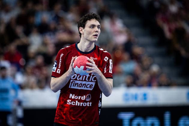 DAIKIN HBL: SG Flensburg-Handewitt vs HSG Wetzlar; 27.02.26 Niclas Kirkelokke (Nr.05, SG Flensburg-Handewitt) im Angriff DAIKIN HBL: SG Flensburg-Handewitt vs HSG Wetzlar, GP JOULE Arena am 27.02.26 Copyright: xBEAUTIFULxSPORTS MarioxM.xKobergx