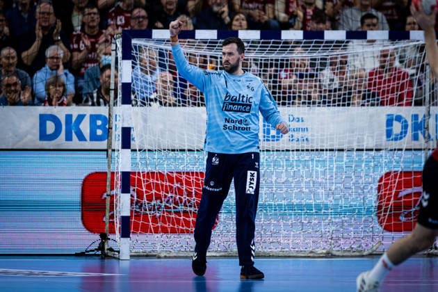 DAIKIN HBL: SG Flensburg-Handewitt vs HSG Wetzlar; 27.02.26 Jubel Freude über gehaltenen Ball bei Benjamin Buric (Nr.01, SG Flensburg-Handewitt) DAIKIN HBL: SG Flensburg-Handewitt vs HSG Wetzlar, GP JOULE Arena am 27.02.26 Copyright: xBEAUTIFULxSPORTS MarioxM.xKobergx