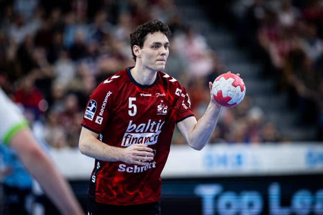 DAIKIN HBL: SG Flensburg-Handewitt vs HSG Wetzlar; 27.02.26 Niclas Kirkelokke (Nr.05, SG Flensburg-Handewitt) im Angriff DAIKIN HBL: SG Flensburg-Handewitt vs HSG Wetzlar, GP JOULE Arena am 27.02.26 Copyright: xBEAUTIFULxSPORTS MarioxM.xKobergx