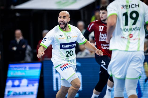 DAIKIN HBL: SG Flensburg-Handewitt vs HSG Wetzlar; 27.02.26 Jubel Torjubel bei David Cyrill Akakpo (Nr.20, HSG Wetzlar) DAIKIN HBL: SG Flensburg-Handewitt vs HSG Wetzlar, GP JOULE Arena am 27.02.26 Copyright: xBEAUTIFULxSPORTS MarioxM.xKobergx