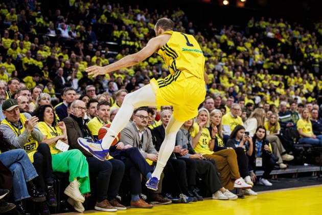 260227 Denzel Andersson of Sweden during the FIBA World Cup Qualifier game between Sweden and Estonia on February 27, 2026 in Stockholm. Photo: Kenta Jönsson BILDBYRAN COP 210 KJ0314 basket basketball vm-kval kval fiba world cup qualifiers sverige estland sweden estonia bbeng Copyright: KENTAxJÖNSSON BB260227KJ037