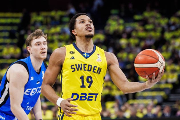260227 Melwin Pantzar of Sweden during the FIBA World Cup Qualifier game between Sweden and Estonia on February 27, 2026 in Stockholm. Photo: Kenta Jönsson BILDBYRAN COP 210 KJ0314 basket basketball vm-kval kval fiba world cup qualifiers sverige estland sweden estonia bbeng Copyright: KENTAxJÖNSSON BB260227KJ039