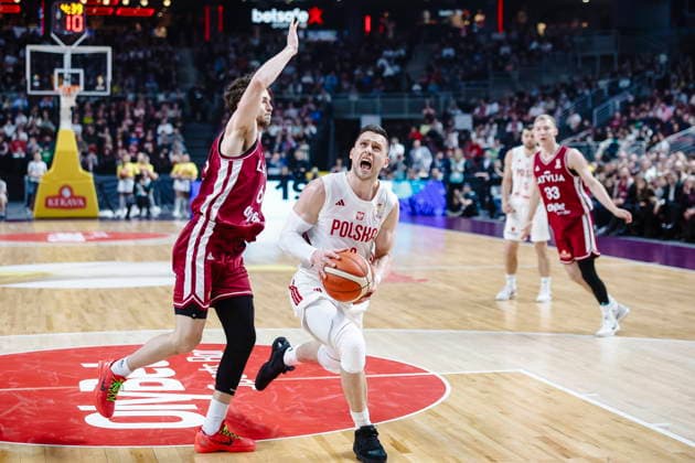 Ryga 27.02.2026 KOSZYKOWKA KOSZKADRA REPREZENTACJA POLSKI MECZ LOTWA - POLSKA ELIMINACJE MISTRZOSTW SWIATA 2027 - - - MEN BASKETBALL POLISH national team, Nationalteam WORLD CUP SERIES QUALIFIERS GAME LATVIA - POLAND NZ Mateusz Ponitka , Kristers Zoriks , FOT. WOJCIECH FIGURSKI 058SPORT.PL NEWSPIX.PL --- newspix.pl  FOT. WOJCIECH FIGURSKI 058SPORT.PL