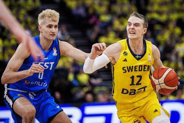 260227 Ludvig Hakanson of Sweden during the FIBA World Cup Qualifier game between Sweden and Estonia on February 27, 2026 in Stockholm. Photo: Kenta Jönsson BILDBYRAN COP 210 KJ0314 basket basketball vm-kval kval fiba world cup qualifiers sverige estland sweden estonia bbeng Copyright: KENTAxJÖNSSON BB260227KJ054